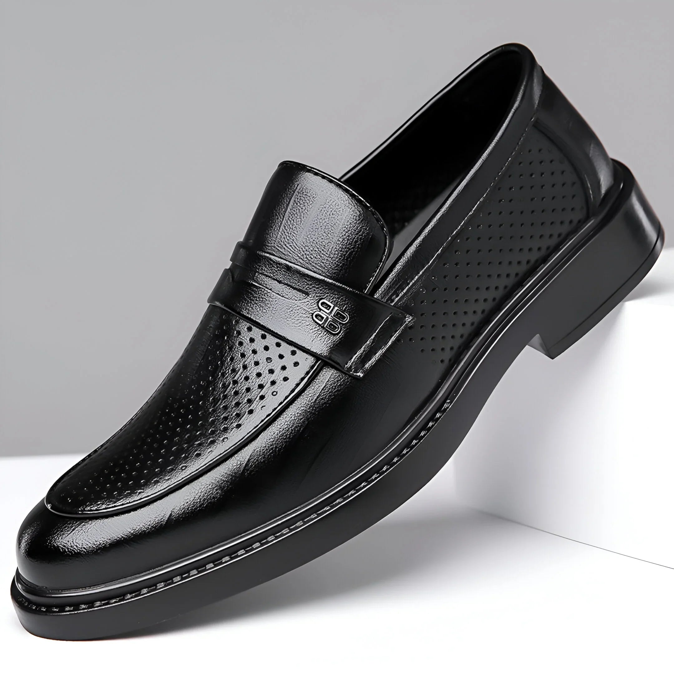 Leonardo Perforated Leather Loafers