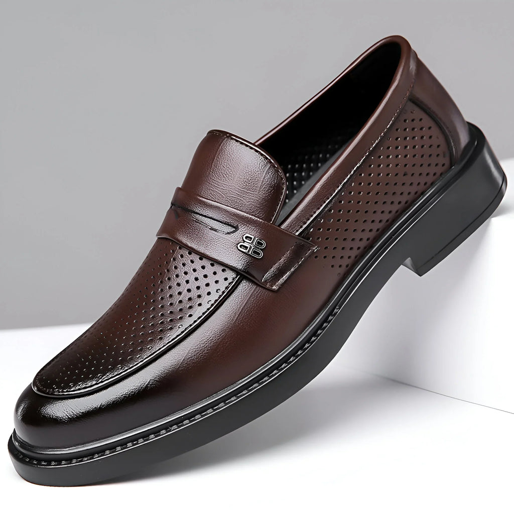Leonardo Perforated Leather Loafers